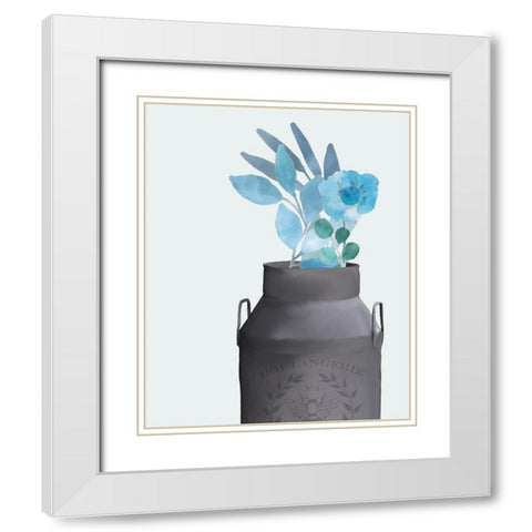 Blue Hues 4 White Modern Wood Framed Art Print with Double Matting by Kimberly, Allen