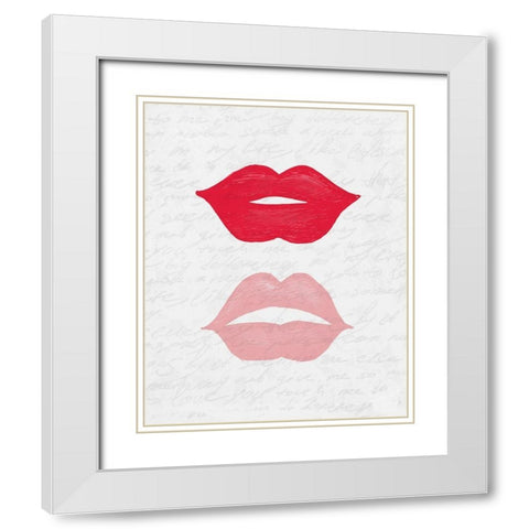 Lip Shades 1 White Modern Wood Framed Art Print with Double Matting by Kimberly, Allen