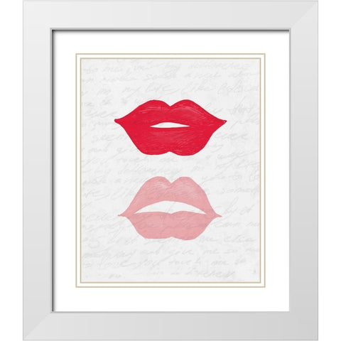 Lip Shades 1 White Modern Wood Framed Art Print with Double Matting by Kimberly, Allen