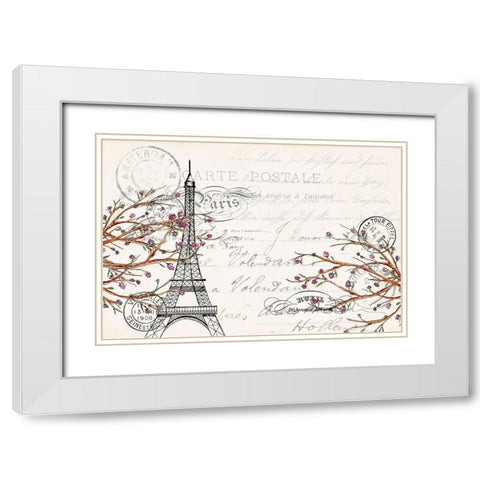 Paris Spring White Modern Wood Framed Art Print with Double Matting by Kimberly, Allen