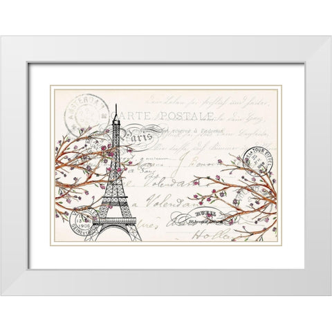 Paris Spring White Modern Wood Framed Art Print with Double Matting by Kimberly, Allen