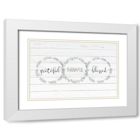 Grateful Thankful Blessed White Modern Wood Framed Art Print with Double Matting by Kimberly, Allen