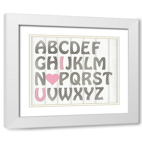 ABC Girl Silver White Modern Wood Framed Art Print with Double Matting by Kimberly, Allen