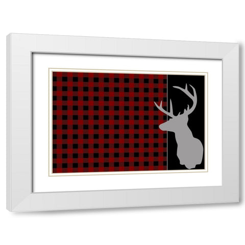 Buffalo Plaid Deer White Modern Wood Framed Art Print with Double Matting by Kimberly, Allen