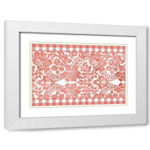 Gingham Floral White Modern Wood Framed Art Print with Double Matting by Kimberly, Allen