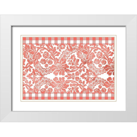Gingham Floral White Modern Wood Framed Art Print with Double Matting by Kimberly, Allen