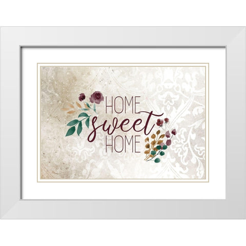 Home Sweet Home Floral 2 White Modern Wood Framed Art Print with Double Matting by Kimberly, Allen