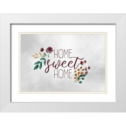 Home Sweet Home Floral White Modern Wood Framed Art Print with Double Matting by Kimberly, Allen