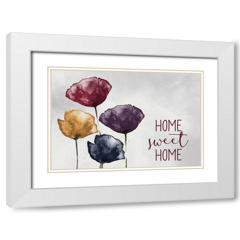 Home Sweet Home Poppies White Modern Wood Framed Art Print with Double Matting by Kimberly, Allen