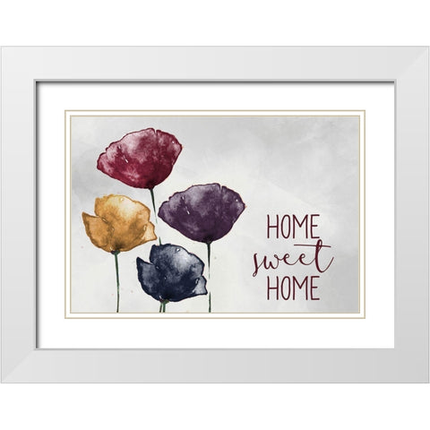 Home Sweet Home Poppies White Modern Wood Framed Art Print with Double Matting by Kimberly, Allen