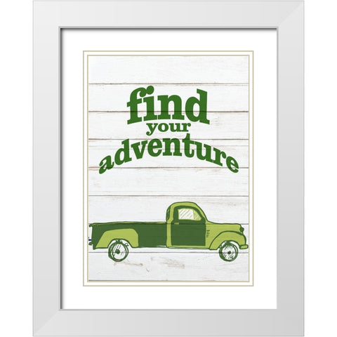 Green Happy Camper 2 White Modern Wood Framed Art Print with Double Matting by Kimberly, Allen