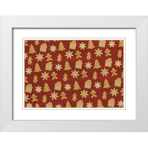 Gingerbread Christmas White Modern Wood Framed Art Print with Double Matting by Kimberly, Allen