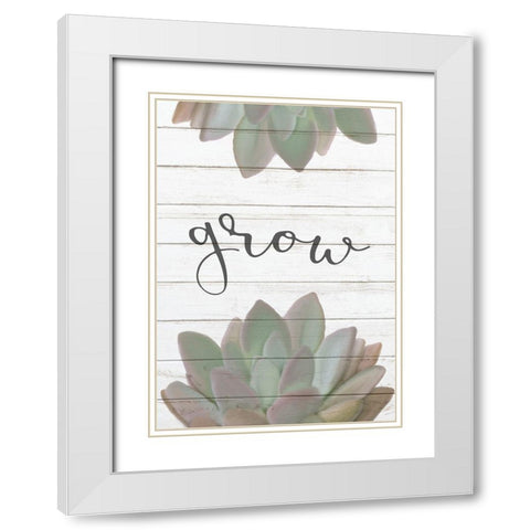 Bloom Grow 1 White Modern Wood Framed Art Print with Double Matting by Kimberly, Allen
