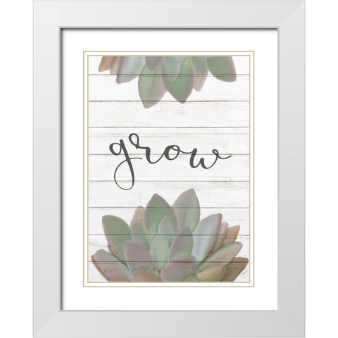 Bloom Grow 1 White Modern Wood Framed Art Print with Double Matting by Kimberly, Allen