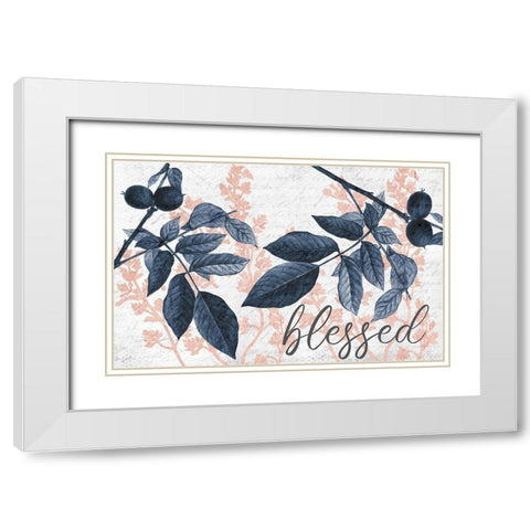 Navy Branches 1 Blessed White Modern Wood Framed Art Print with Double Matting by Allen, Kimberly