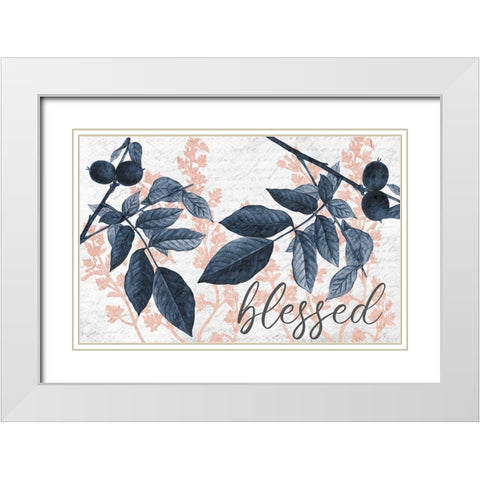 Navy Branches 1 Blessed White Modern Wood Framed Art Print with Double Matting by Allen, Kimberly