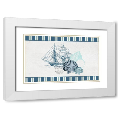 Sea Blues 1 White Modern Wood Framed Art Print with Double Matting by Kimberly, Allen