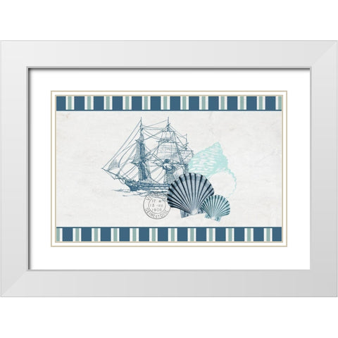 Sea Blues 1 White Modern Wood Framed Art Print with Double Matting by Kimberly, Allen
