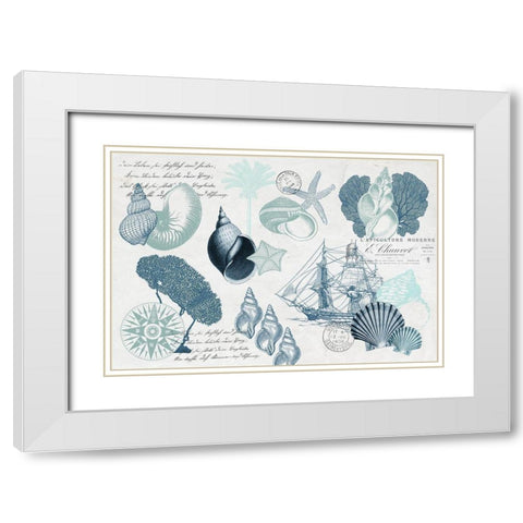Sea Blues 6 White Modern Wood Framed Art Print with Double Matting by Kimberly, Allen