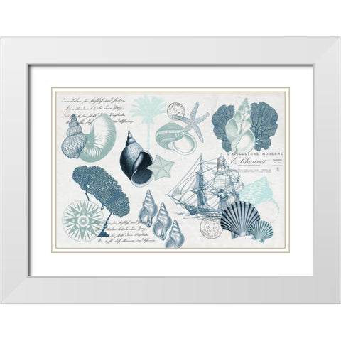 Sea Blues 6 White Modern Wood Framed Art Print with Double Matting by Kimberly, Allen