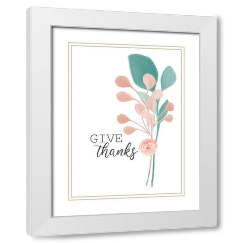 Give Thanks White Modern Wood Framed Art Print with Double Matting by Kimberly, Allen