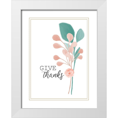 Give Thanks White Modern Wood Framed Art Print with Double Matting by Kimberly, Allen