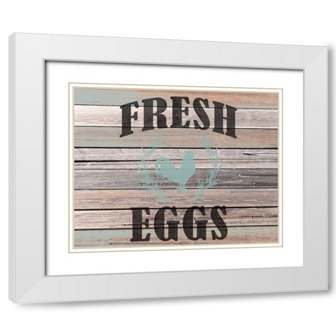 Farm Fresh Eggs White Modern Wood Framed Art Print with Double Matting by Kimberly, Allen