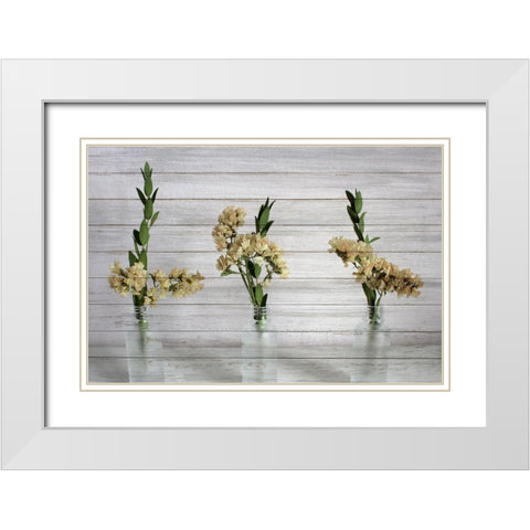 Three Vases 1 White Modern Wood Framed Art Print with Double Matting by Kimberly, Allen