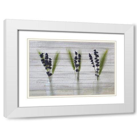 Three Vases 2 White Modern Wood Framed Art Print with Double Matting by Kimberly, Allen