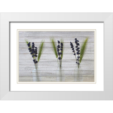 Three Vases 2 White Modern Wood Framed Art Print with Double Matting by Kimberly, Allen