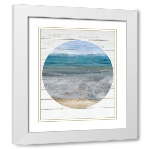 Beach Circle 1 White Modern Wood Framed Art Print with Double Matting by Kimberly, Allen