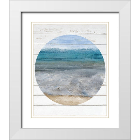Beach Circle 1 White Modern Wood Framed Art Print with Double Matting by Kimberly, Allen