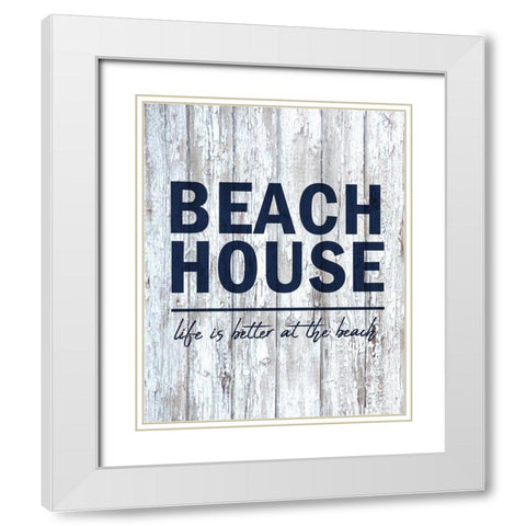 Beach House 2 White Modern Wood Framed Art Print with Double Matting by Kimberly, Allen