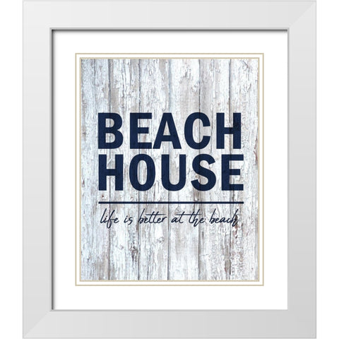 Beach House 2 White Modern Wood Framed Art Print with Double Matting by Kimberly, Allen