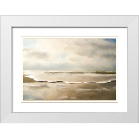 Golden Sea White Modern Wood Framed Art Print with Double Matting by Kimberly, Allen