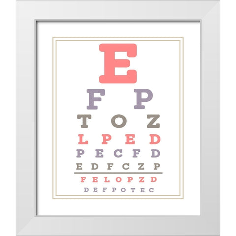 Eye Chart Pink White Modern Wood Framed Art Print with Double Matting by Kimberly, Allen