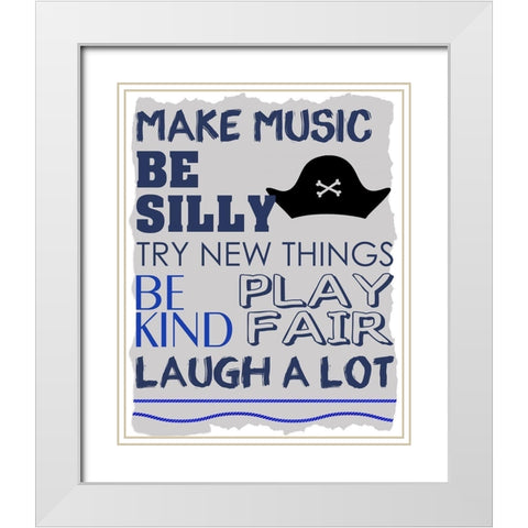 Be Silly 1 Blue White Modern Wood Framed Art Print with Double Matting by Kimberly, Allen