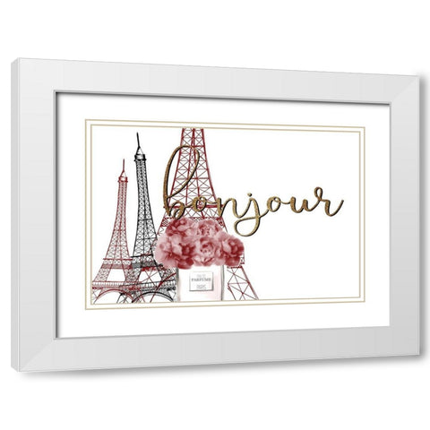 From Paris 5 Red White Modern Wood Framed Art Print with Double Matting by Kimberly, Allen