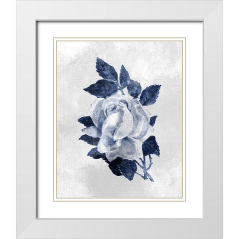 Linen Rose 1 White Modern Wood Framed Art Print with Double Matting by Kimberly, Allen