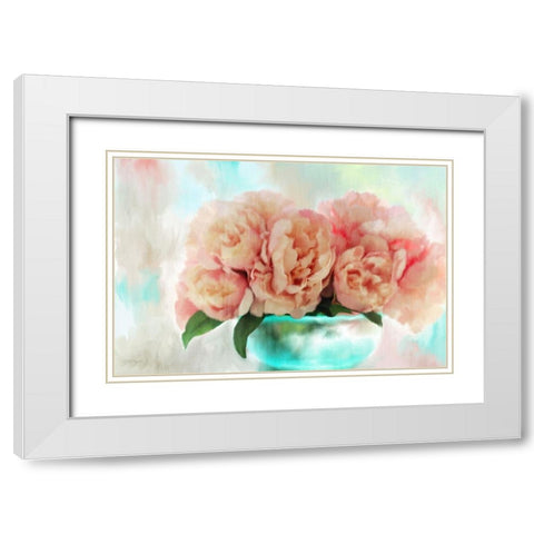 Spring Peonies White Modern Wood Framed Art Print with Double Matting by Kimberly, Allen