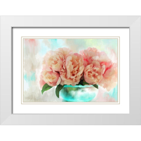 Spring Peonies White Modern Wood Framed Art Print with Double Matting by Kimberly, Allen