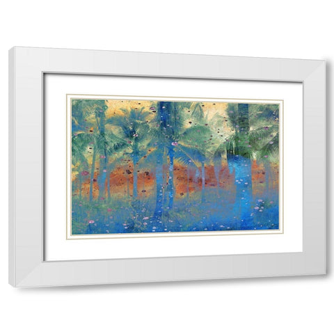 Speckled Palm Tree White Modern Wood Framed Art Print with Double Matting by Kimberly, Allen