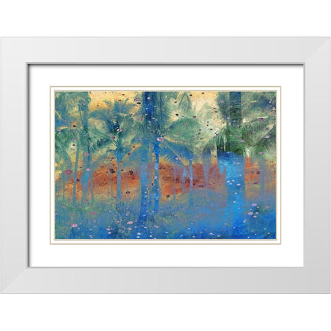 Speckled Palm Tree White Modern Wood Framed Art Print with Double Matting by Kimberly, Allen