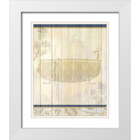 Golden Bath 1 White Modern Wood Framed Art Print with Double Matting by Allen, Kimberly