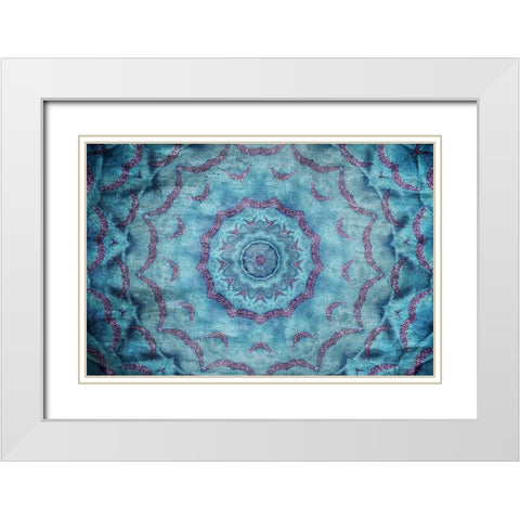 Teal Kaleidoscope White Modern Wood Framed Art Print with Double Matting by Kimberly, Allen