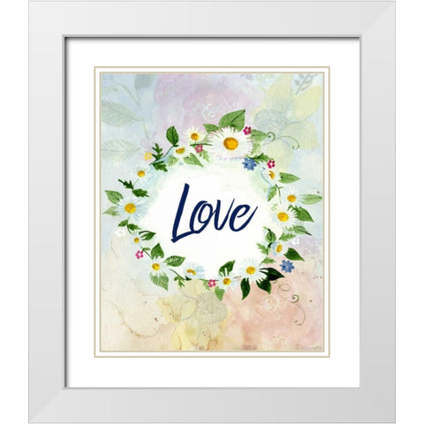Love Joy Peace 1 White Modern Wood Framed Art Print with Double Matting by Allen, Kimberly
