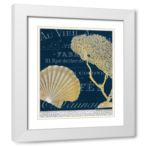Azure Coastal 5 White Modern Wood Framed Art Print with Double Matting by Kimberly, Allen