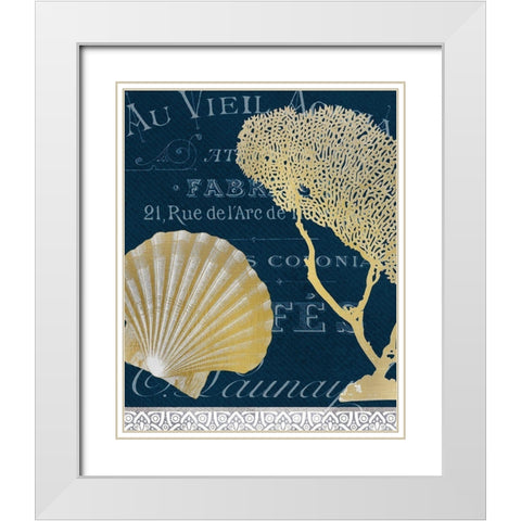 Azure Coastal 5 White Modern Wood Framed Art Print with Double Matting by Kimberly, Allen