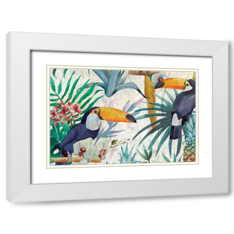 Tropical Tucan White Modern Wood Framed Art Print with Double Matting by Kimberly, Allen
