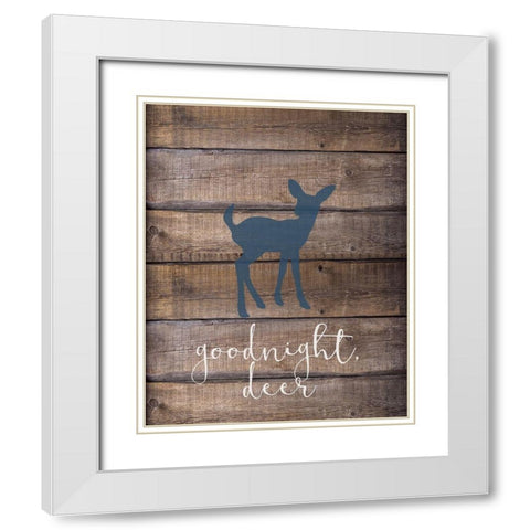 Goodnight Deer Blue White Modern Wood Framed Art Print with Double Matting by Kimberly, Allen